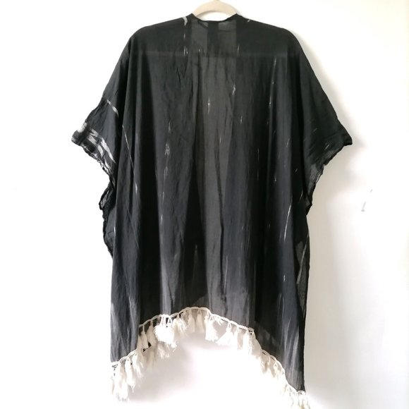 Vince Camuto Womens Black Tasseled Hem Kaftan Style Swim Cover Up Size 0 - Picture 4 of 6